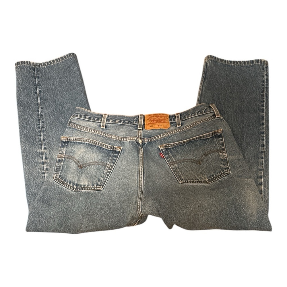 Levi's 501’s  Blue Straight Jeans Classic Denim Vintage 40x28 - Picture 3 of 6